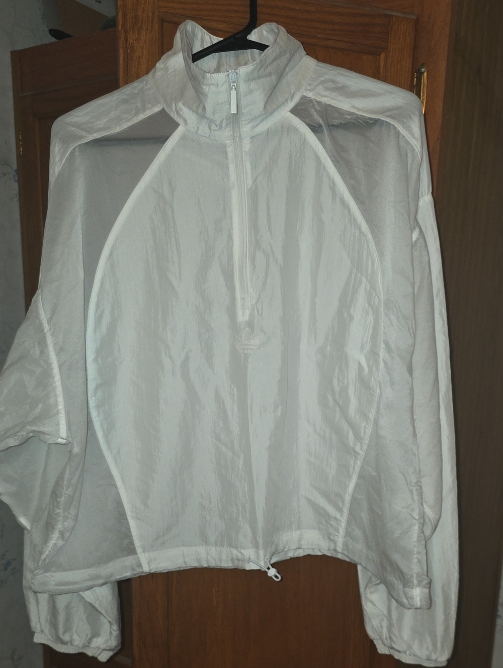 Adidas White Women's Lightweight Half-Zip Windbreaker